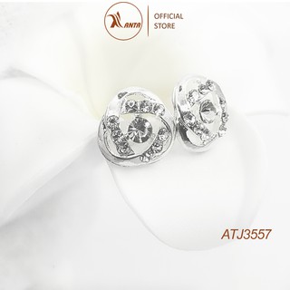 Bông tai bạc Hoa ba cánh đinh đá pha lê thời trang cho nữ ANTA Jewelry - ATJ3557