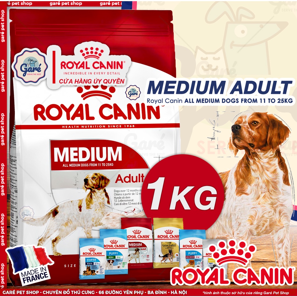1kg - Hạt Medium Royal Canin cho Chó giống vừa 11-25kg - ROYAL CANIN MEDIUM ADULT Garé Pet Shop
