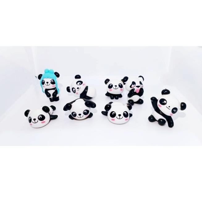 ✼➫ 1 bộ 8 mô hình gấu trúc trang trí bánh kem ★ 70p