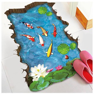 DECAL DÁN TƯỜNG AO CÁ 3D
