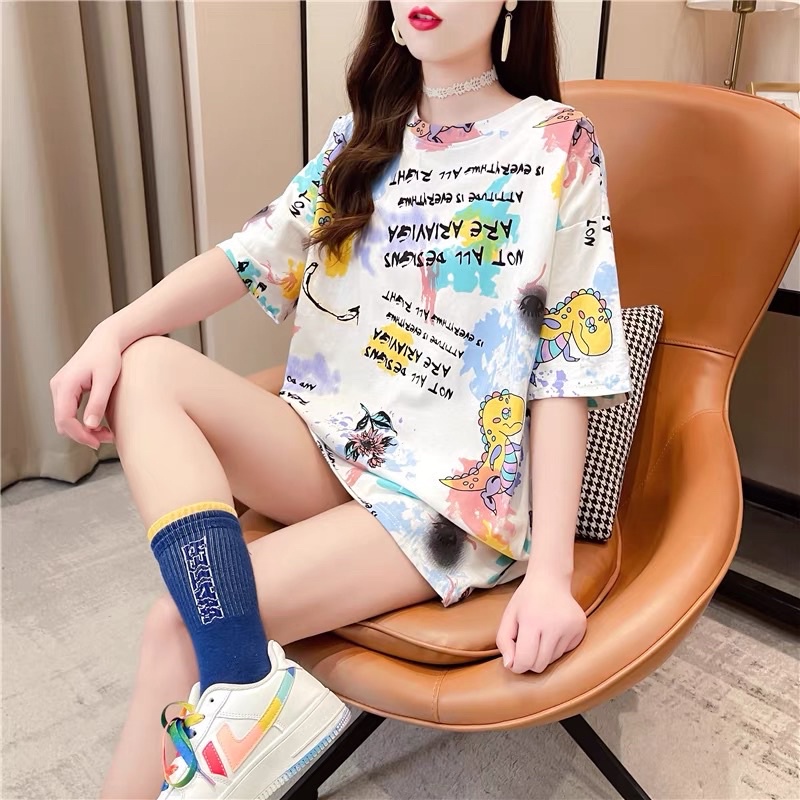 Áo thun nữ form rộng thời trang Hàn Quốc hè 2021
