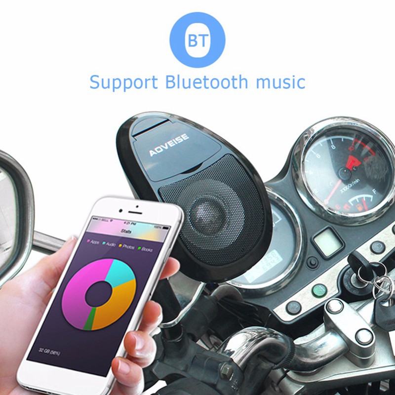 Cặp loa bluetooth AOVEISE MT493 gắn xe máy tiện dụng kèm phụ kiện