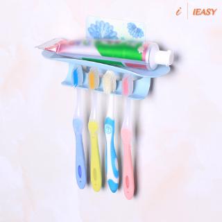 IE❤Toothpaste Toothbrush Holder Wall Mount Bathroom Suction Hanging Storage Shelf