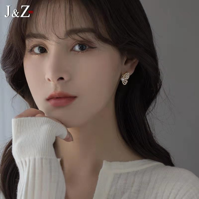 Bông Tai Mạ Bạc Hình Bướm Đính Ngọc Trai Cao Cấp 2022