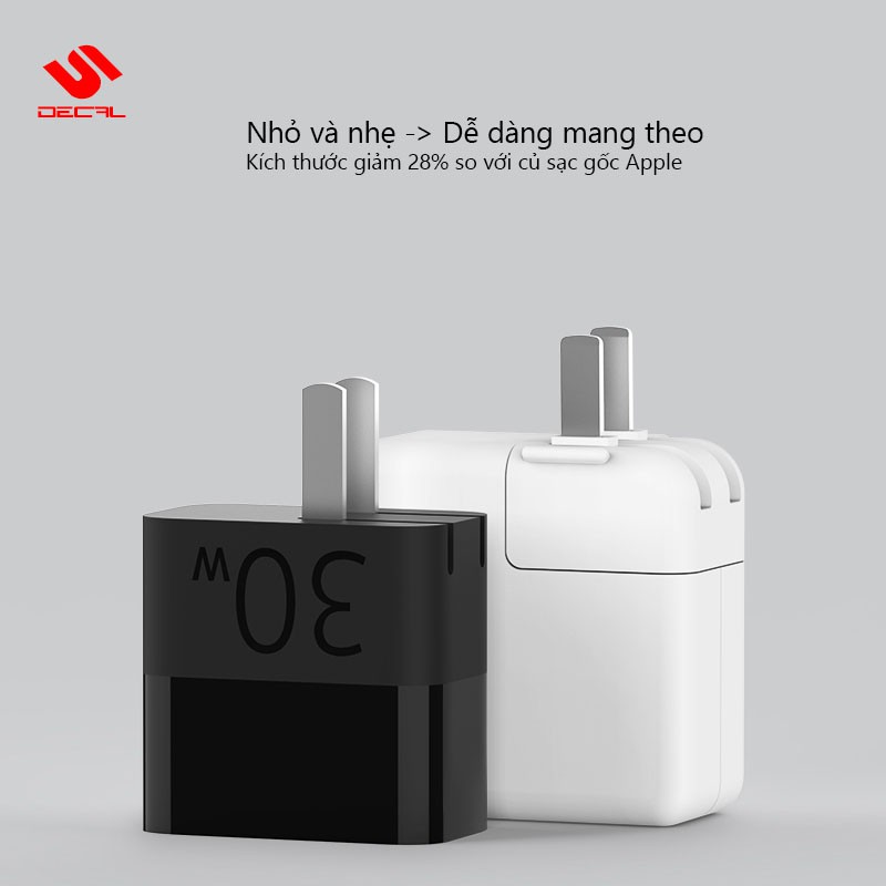 Bộ sạc nhanh PD 30/20W (1A1C), Chuẩn MFi, Hỗ trợ sạc iPhone 12 / 11 / X / 8, iPad, điện thoại Android