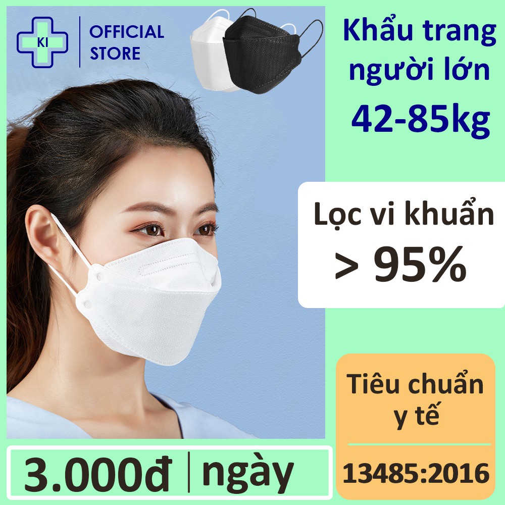 Khẩu trang y tế 3d mask 4 lớp KI STORE túi 6 cái, kháng bụi mịn lên đến 95% có thể tái sử dụng 2-3 lần.