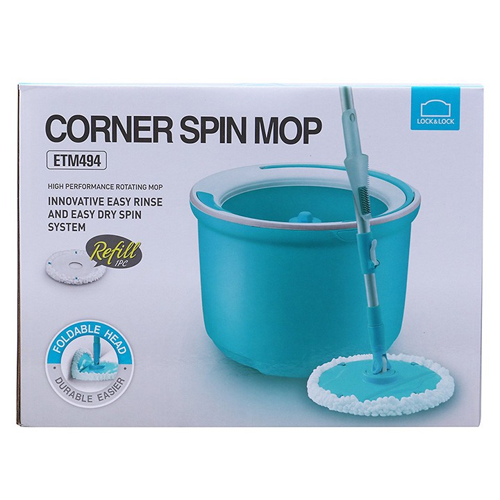 Bộ lau nhà Lock&amp;Lock Corner Spin Mop ETM494 2 bông lau