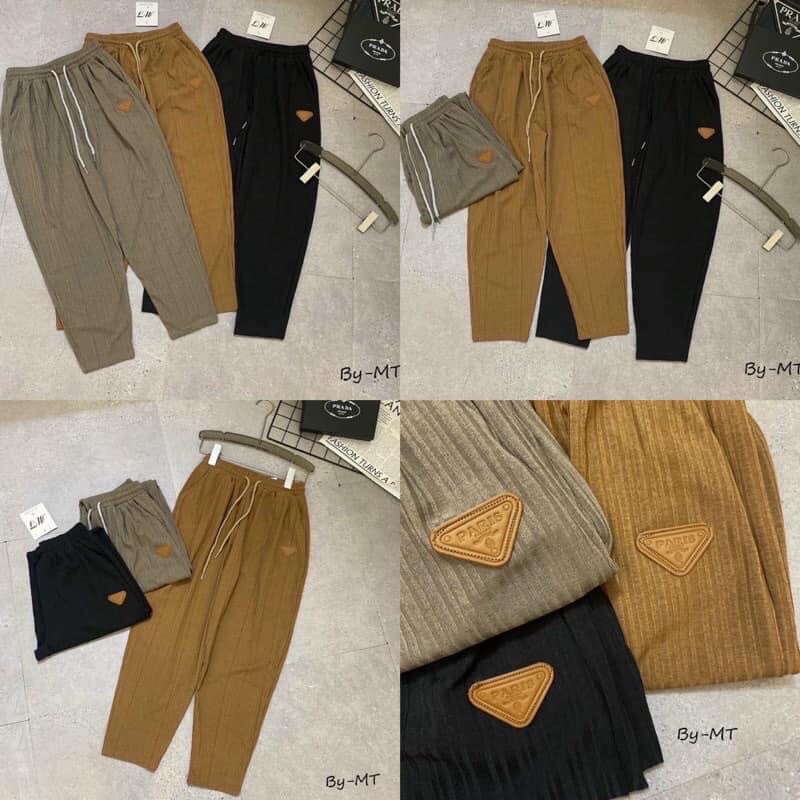Quần baggy thun tăm lạnh họa tiết chữ C,mác PR
