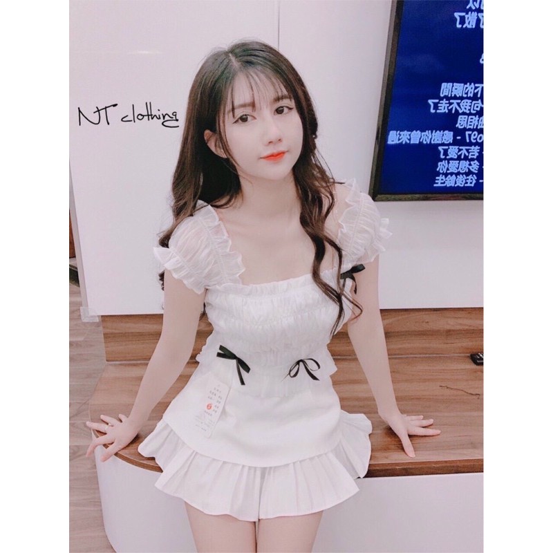 áo dúm nơ 4màu hot hit. màu nào cũg xinh mọi ng ơiiii