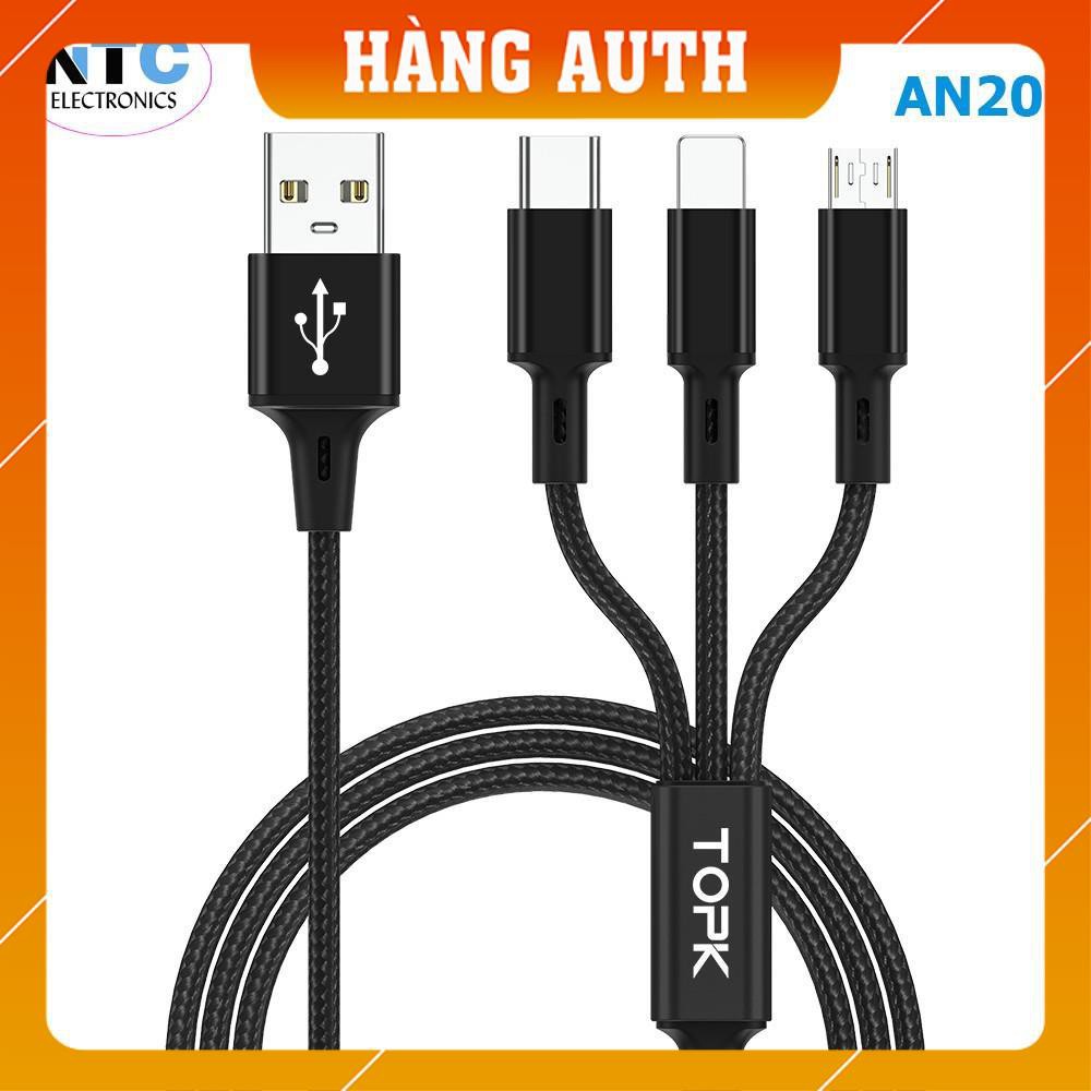Cáp Sạc Nhanh Đa Năng TOPK AN20 Bảo Hành 12 Tháng 1 Đổi 1