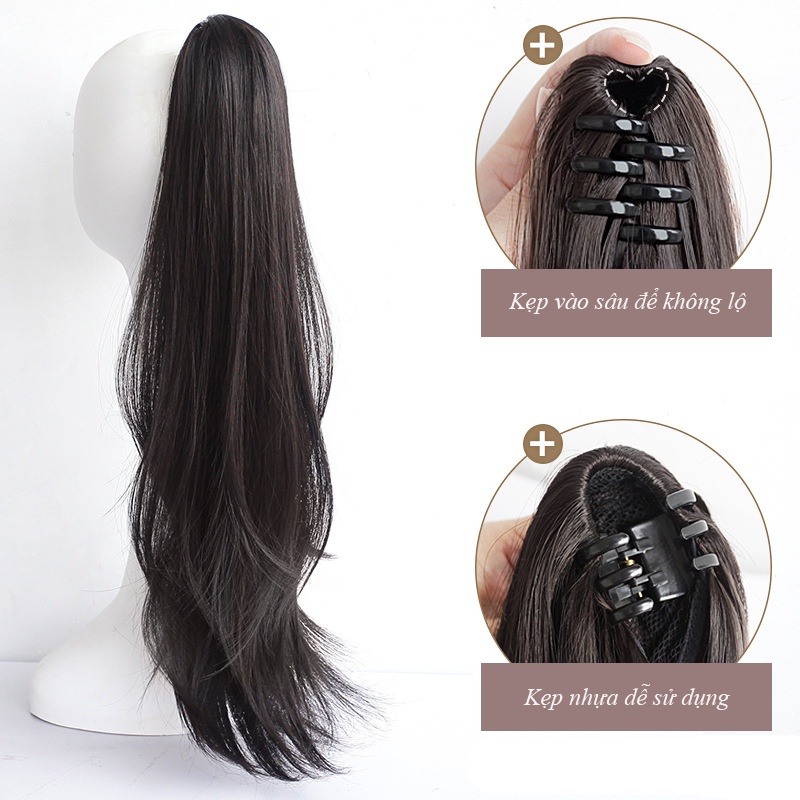 Tóc kẹp ngoạm đuôi ngựa xoăn layer 45cm, 55cm - Tóc ngoặm layer đuôi ngựa dài - 43