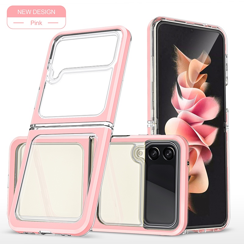 Bao Da Điện Thoại Nắp Gập Bằng acrylic Trong Suốt Chống Sốc Cho samsung galaxy z flip 5 4 3 z flip 4 Ốp