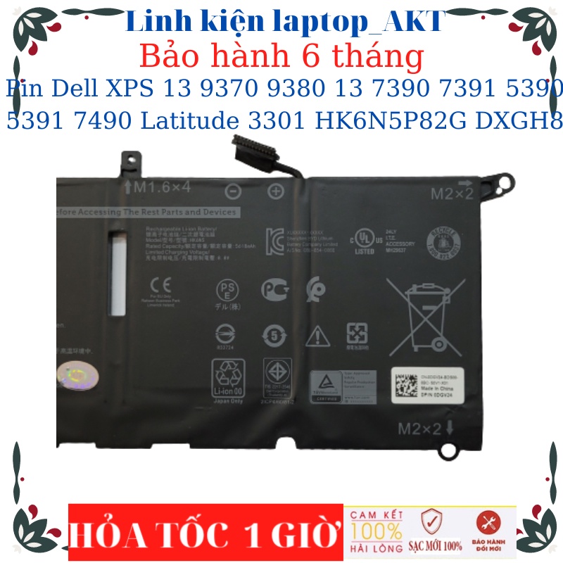 Pin laptop Dell XPS 13 9370 9380 13 7390 7391 5390 5391 7490 Latitude 3301- Pin HK6N5-45W, H754V G8VCF DXGH8- 52W