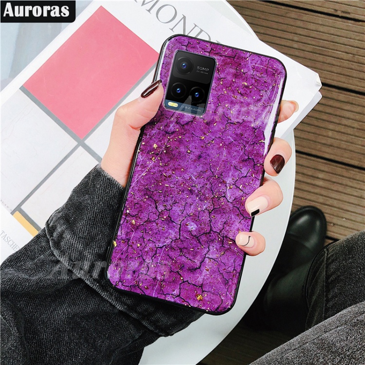 Ốp điện thoại dẻo họa tiết vân đá màu tím sang trọng cho VIVO Y21S Y33S Y21 Y20 VIVO Y12A Y31 Y12S V21 5G