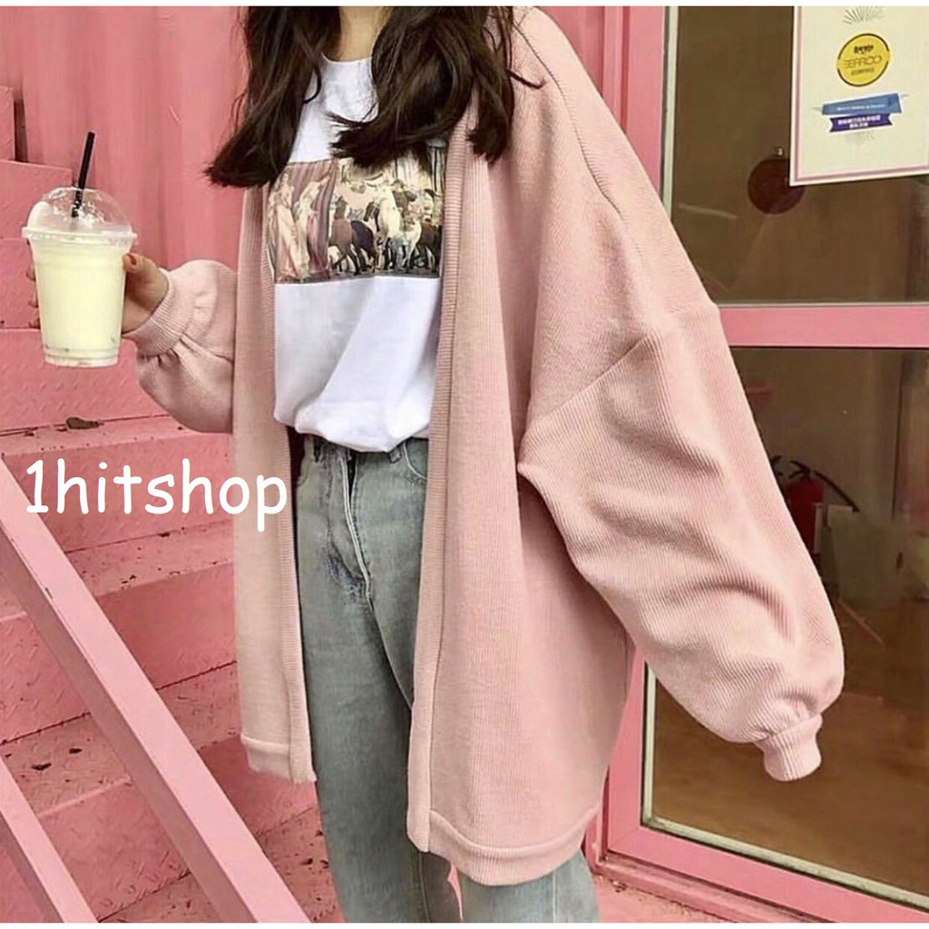 [Mã WASTMAY giảm 15% tối đa 30K đơn 150K] Áo Cardigan TRƠN 2 MÀU Ulzzang Unisex (Mix được 2 Kiểu) 1hitshop