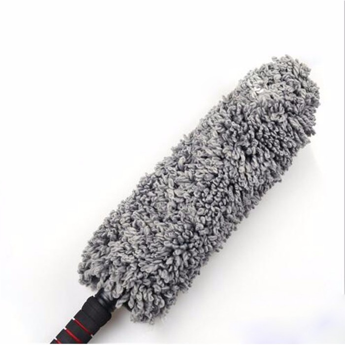 Chổi Phủi Bụi T1 Rửa Ô TÔ Chuyên Dụng - Sợi Vải Mang Điện Tích - Kiểu Xám Tròn Cán Dài