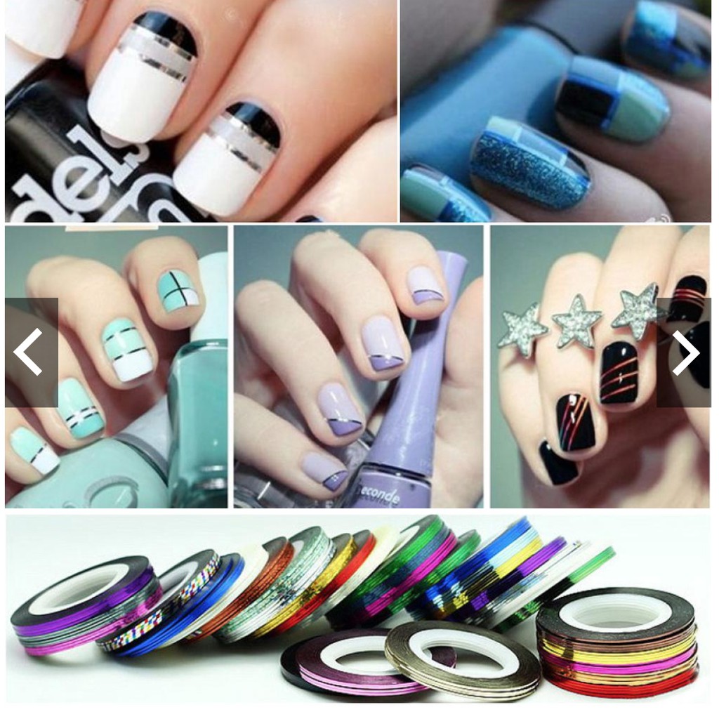 SET 10 Cuộn Băng Keo Kim Loại Dán Móng Trang Trí