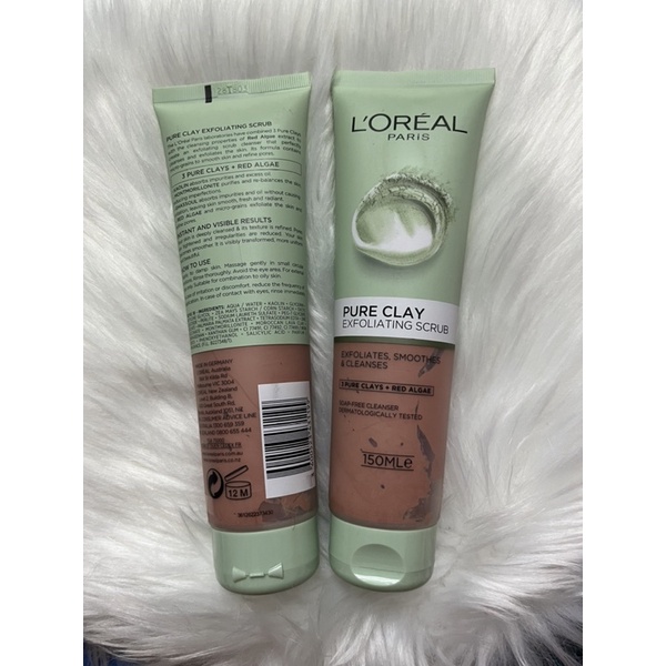 Sữa rửa mặt đất sét L'OREAL PURE CLAY Exfoliate Refine 150ml