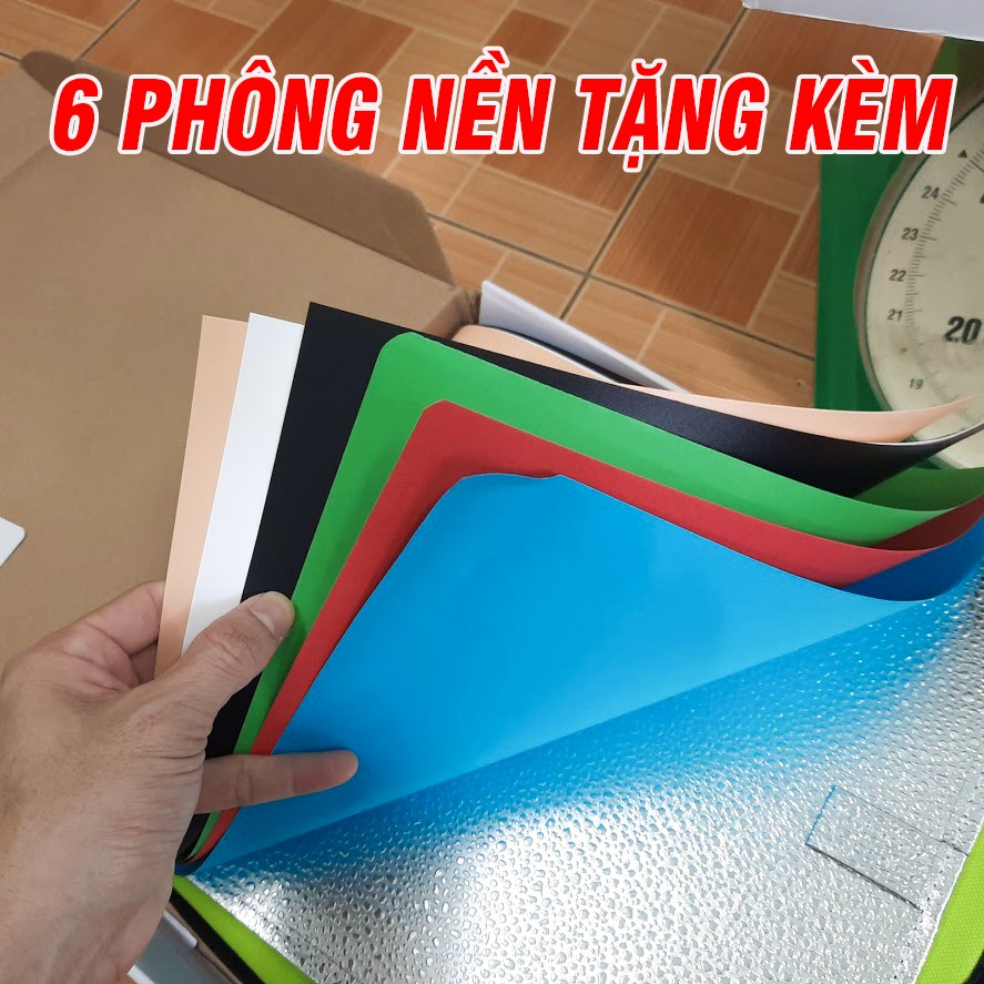 Hộp chụp sản phẩm kích thước 30x30cm có đèn led tặng kèm 6 phông nền màu sản phẩm hãng Puluz