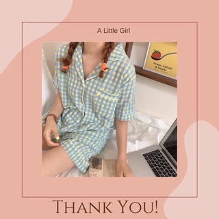 Bộ ngủ/ mặc nhà pijama ngắn ulzzang hoạ tiết kẻ caro