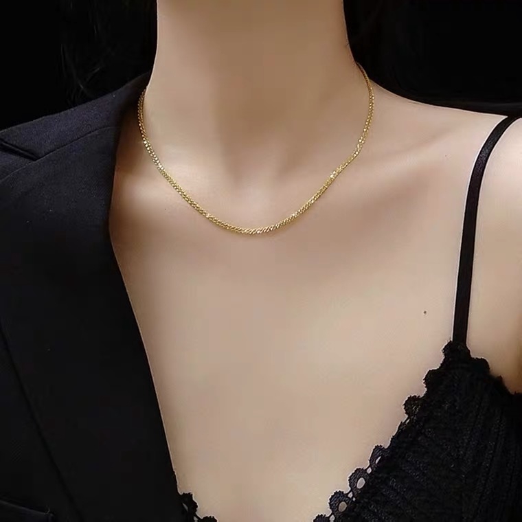 Dây chuyền / vòng tay thép titan mạ vàng 18k chống thấm nước không phai màu