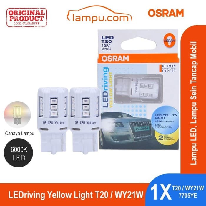 Osram Đèn Led Xi Nhan Màu Vàng T20-7705ye Chuyên Dụng Cho Xe Hơi