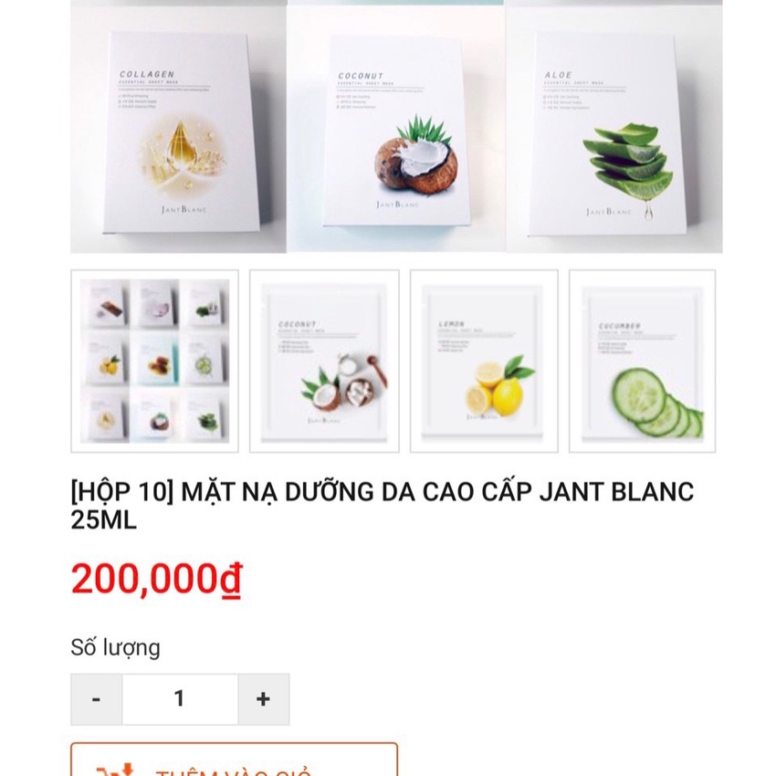 [DATE 05/22] Set 5 miếng Mặt nạ cung cấp dưỡng chất JANT BLANC ESSENTIAL SHEET MASK (Hàn Quốc)