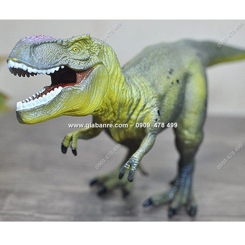 Mô Hình Khủng Long Bạo Chúa T-Rex Xanh Vàng Chấm Đen - Dài 23cm  - 77322