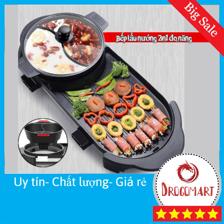 Bếp lẩu nướng 🥘 Nồi Lẩu Nướng Điện 2 Trong 1 Đa Năng🥘 Tiết Kiệm Điện Năng