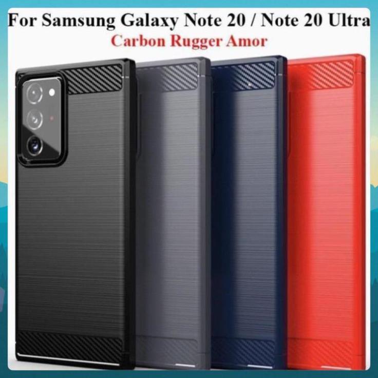 Ốp lưng dẻo Samsung Galaxy Note 20 / Note 20 Ultra vân sợi cacbon chống sốc, chống vân tay Rugger Am