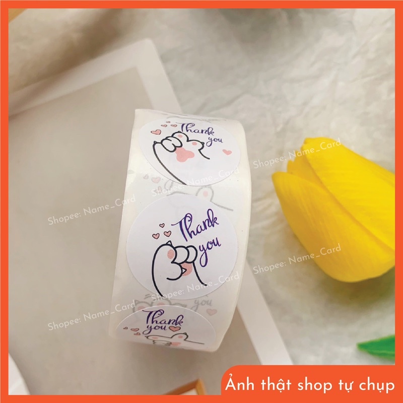Cuộn 500 sticker thank you, miếng dán cảm ơn khách hàng đường kính 2.5 cm có sẵn tại shop