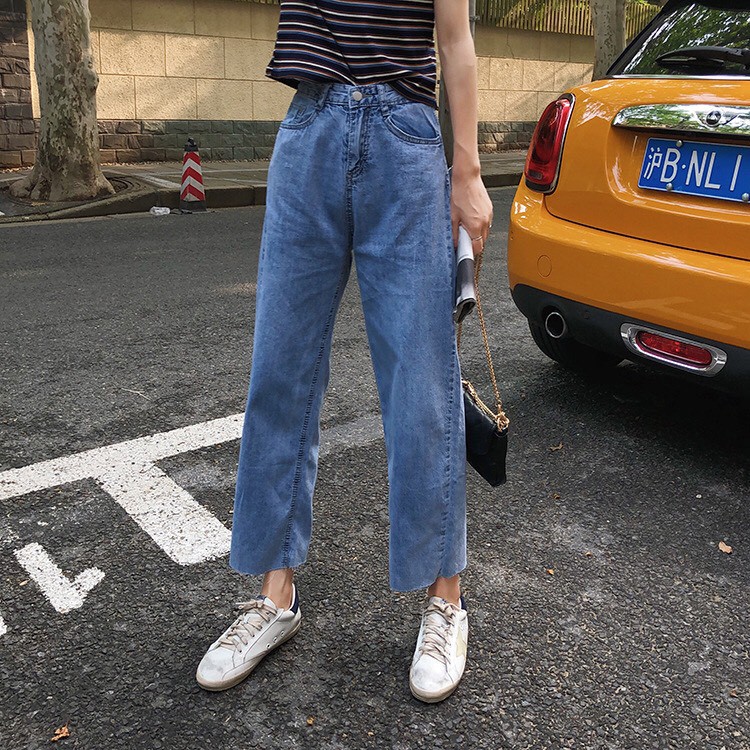 [ QUẦN JEAN BAGGY Nữ N08 ]  Xanh trơn