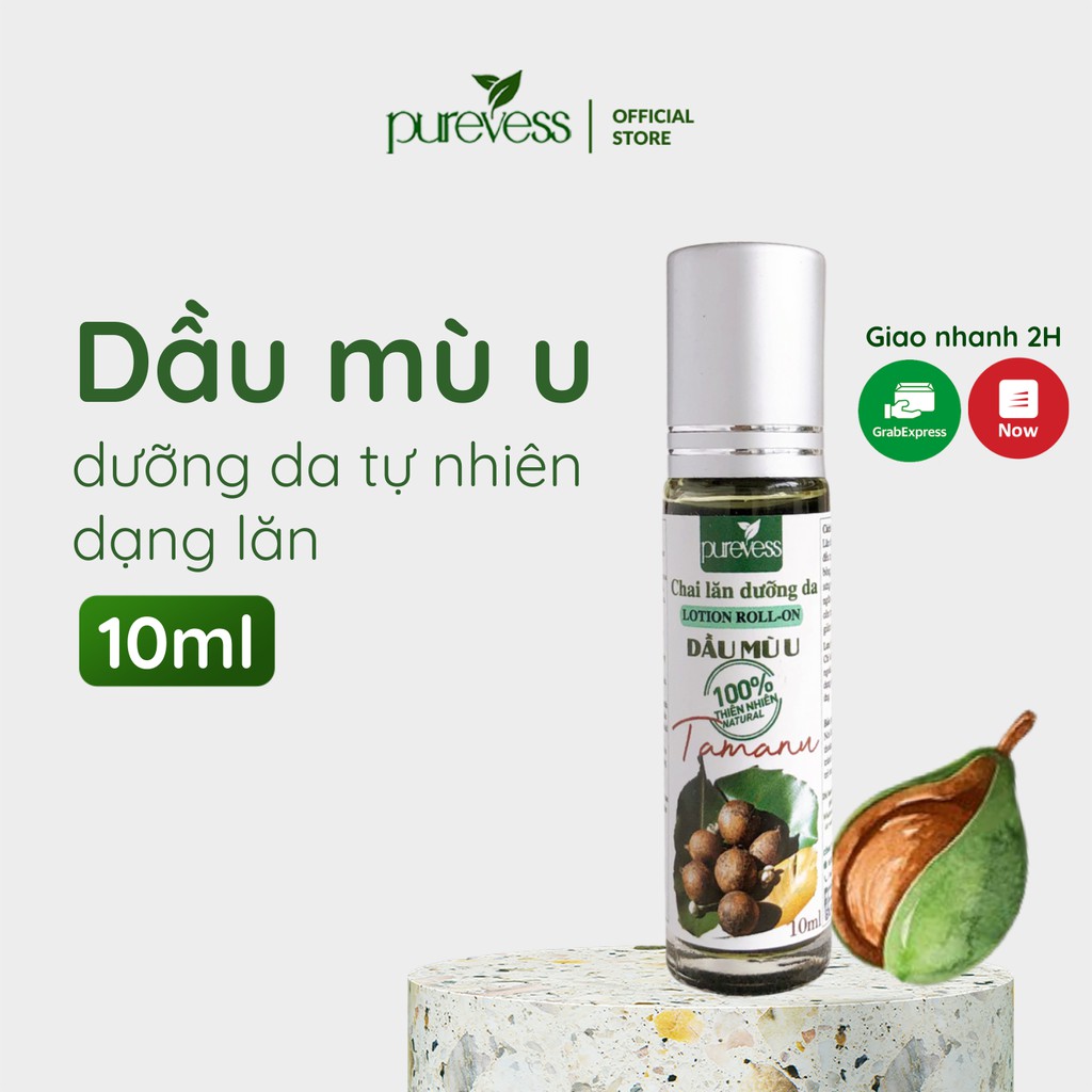 Chai Lăn Dầu Mù U nguyên chất làm giảm rạn da sẹo mụn, lành vết bỏng Purevess 10ml