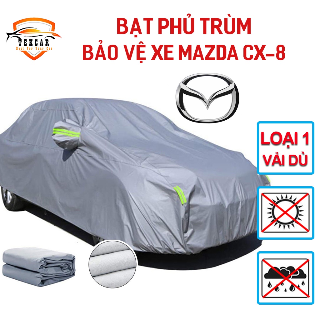 [MAZDA CX-8] Bạt vải dù phủ trùm kín bảo vệ xe ô tô SUV 7 chỗ cỡ to Mazda Cx8 áo bạc chùm phủ trùm vải dù