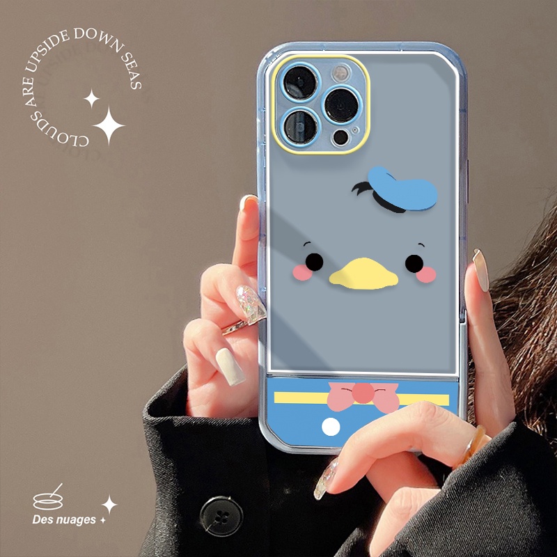 Ốp Điện Thoại Dẻo Trong Suốt Kèm Giá Đỡ Hình Chú Vịt Cho IPhone 13 12 11 Pro MAX XR XS MAX X 7 8 Plus 6 6S SE 2020