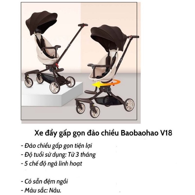 (Hàng cao cấp) Xe đẩy 2 chiều dạo chơi gấp gọn Baobaohao V1, V3, V5, V5B, V8,V18 hàng chính hãng Bảo hành 12 tháng