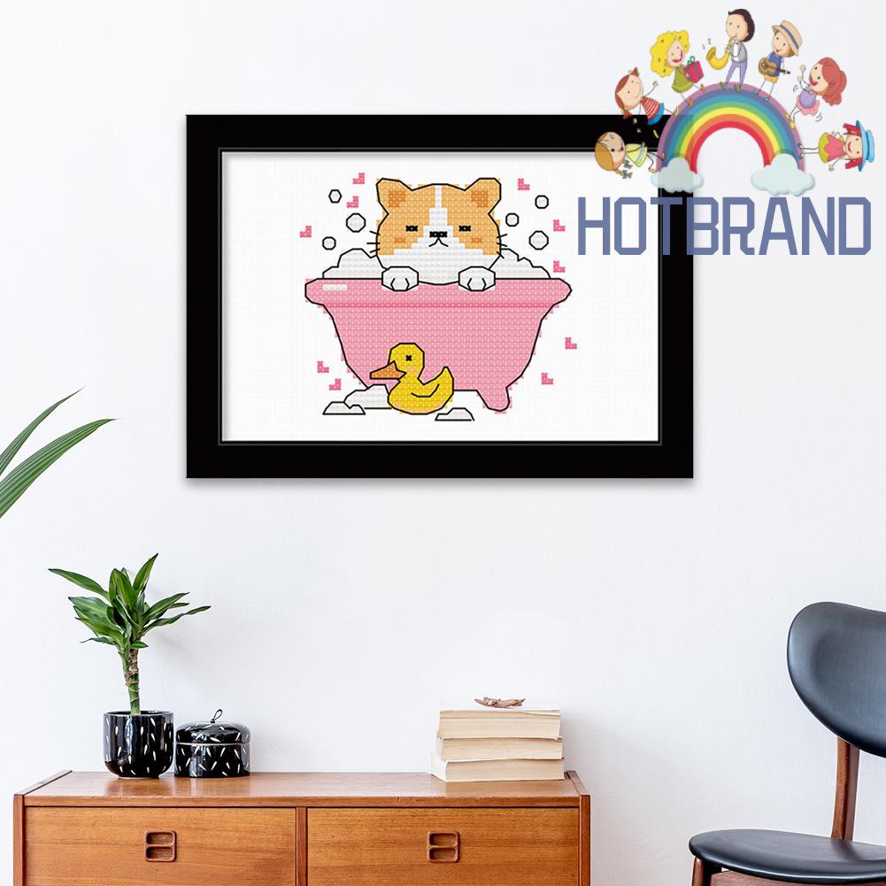 Tranh Thêu Chữ Thập 11ct Tự Làm 25x20cm Hình Động Vật Dễ Thương