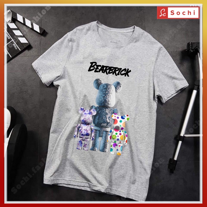 Áo nam tay ngắn cổ tròn, áo cotton nam tay ngắn in hinh BEARBRiCK CZ638