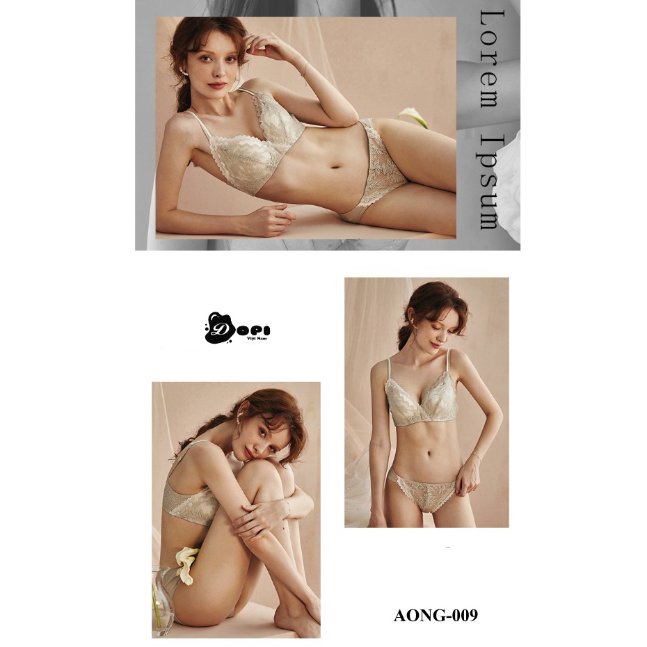 Bộ đồ lót áo ngực và quần lót nữ cao cấp không gọng phối ren AONG-009