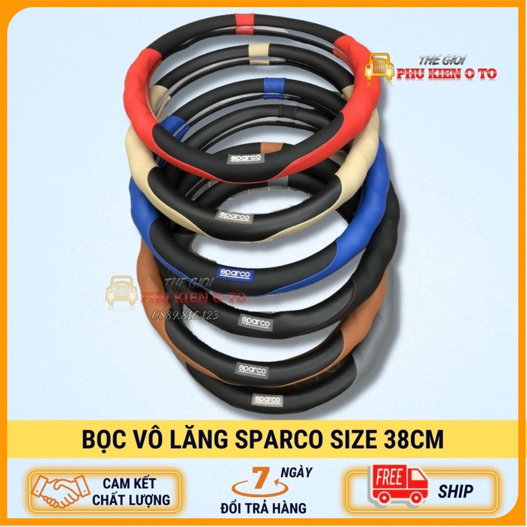 Bọc vô lăng ô tô SPARCO cao cấp Size 38cm cho mọi dòng xe nhiều màu