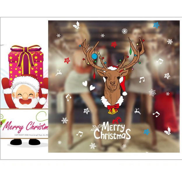 Decal trang trí tường Noel - Đầu Nai Noel