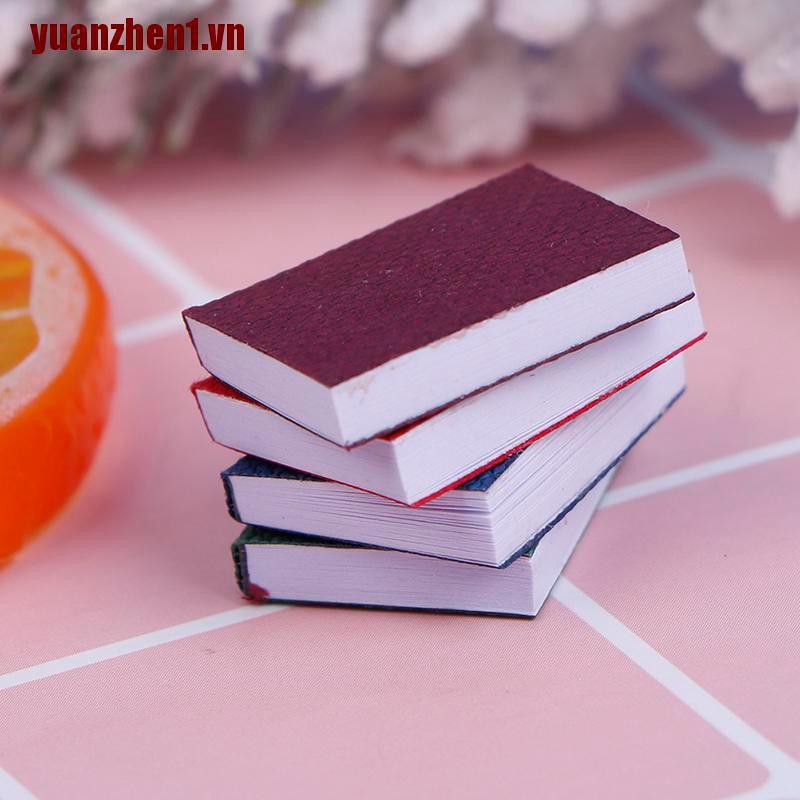 Set 4 Mô Hình Quyển Sách Mini Tỉ Lệ 1 / 12 Trang Trí Nhà Búp Bê YUANZHEN1