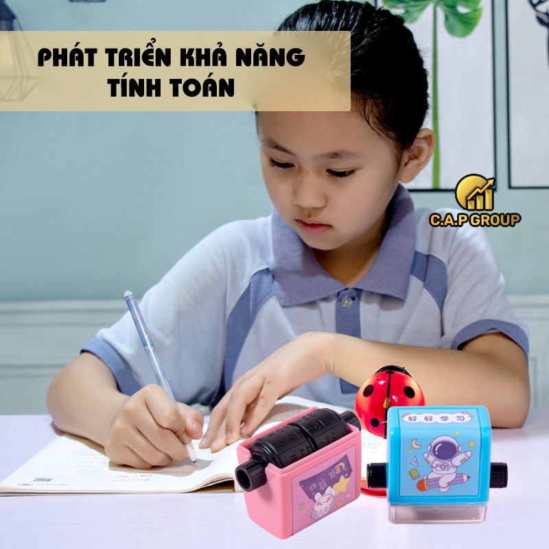 Máy in con dấu lăn tạo phép tính đơn giản ngẫu nhiên cộng trừ mini cho bé học sinh học Toán phạm vi 100 - 0V2