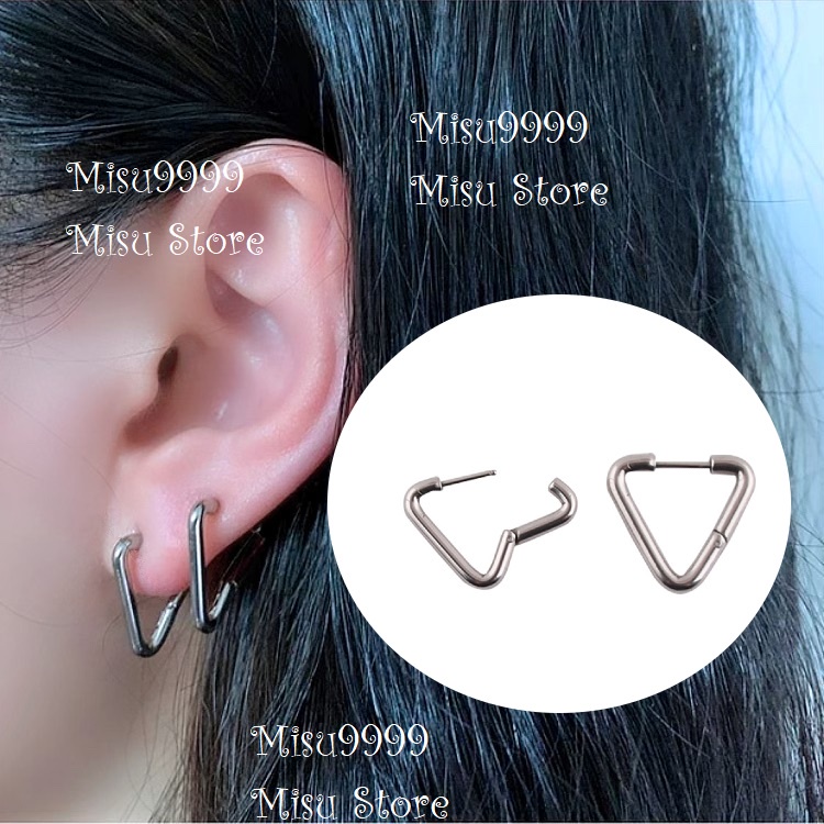 Khuyên titan tam giác thanh tròn gập khớp