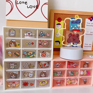 Tủ 9 ngăn mini để bàn đựng sticker washi màu dễ thương đa năng
