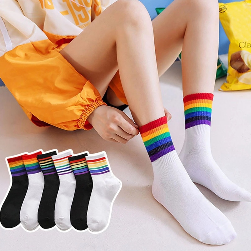 Tất Chân Kẻ Sọc Nhiều Màu Thời Trang Hàn Quốc
