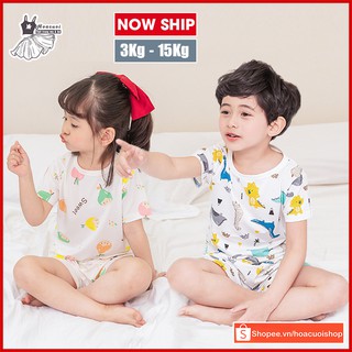 Bộ quần áo cotton giấy cộc tay cho bé trai bé gái 3kg-15kgmặc mùa hè mặc cực mát