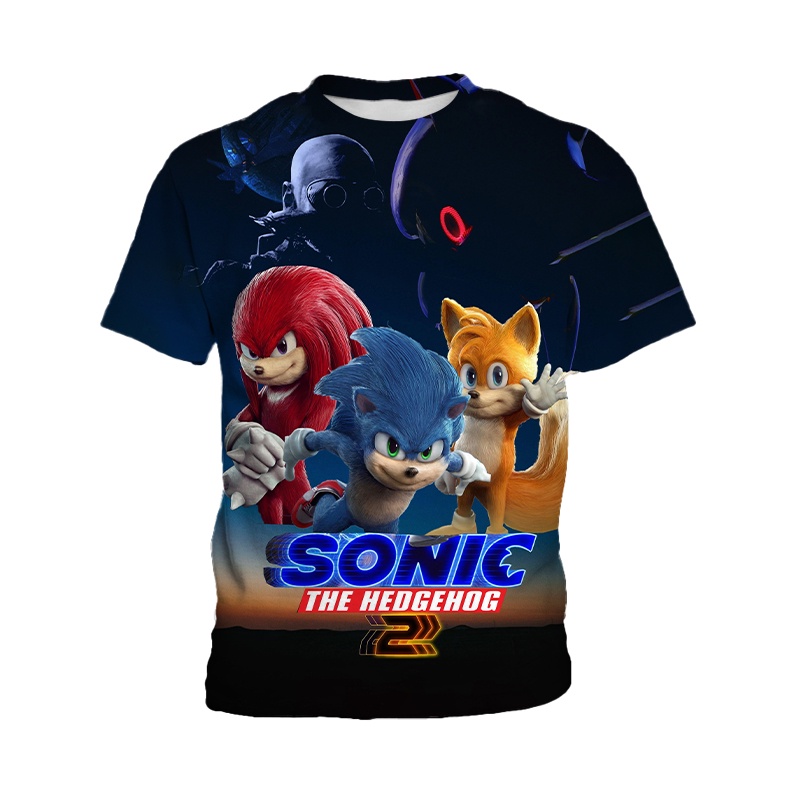 Áo Thun Ngắn Tay In Hình Sonic Thời Trang Dành Cho Bé Trai 3-13 Tuổi