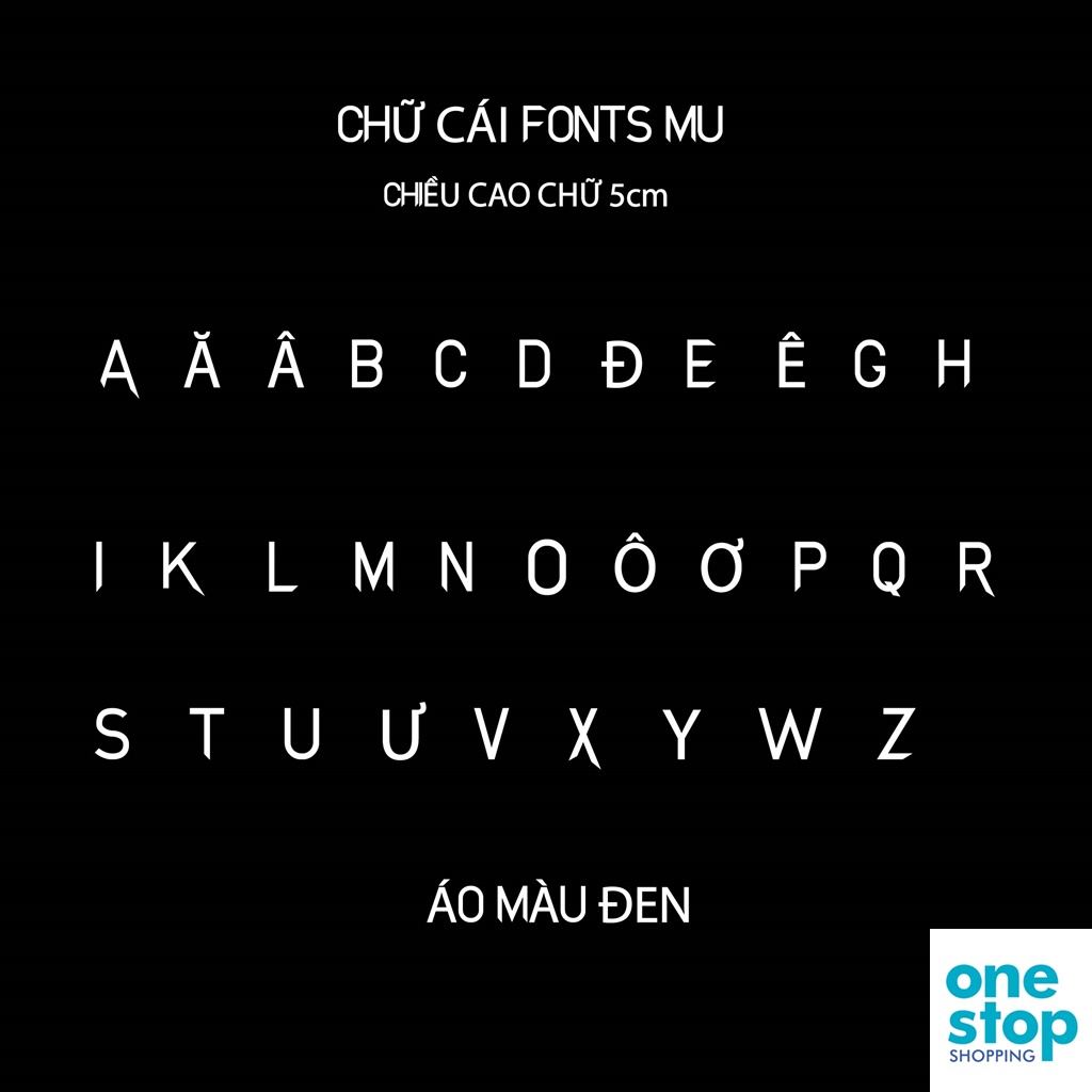 Bảng chữ cái từ (O-Z) fonts đội MU one shop
