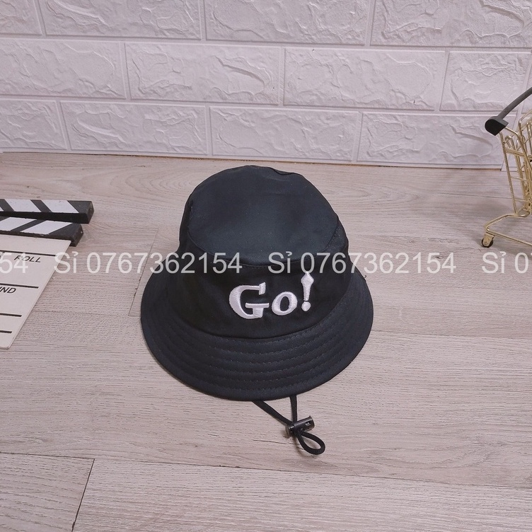 Nón Tai Bèo Vành Tròn Trẻ Em Cho Bé Từ 2-6 Tuổi Vòng Đầu Từ 50-52cm Thêu Chữ Go!